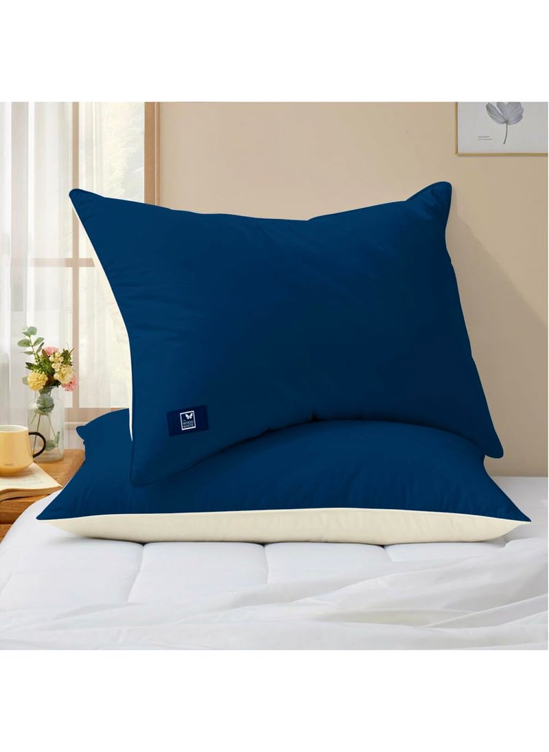 THE WOOD WHITE Microfiber Soft Reversible Coloured Pillows Set of 2 Sleep Well in Blue Cream 18 x 28 Inches for Sleeping