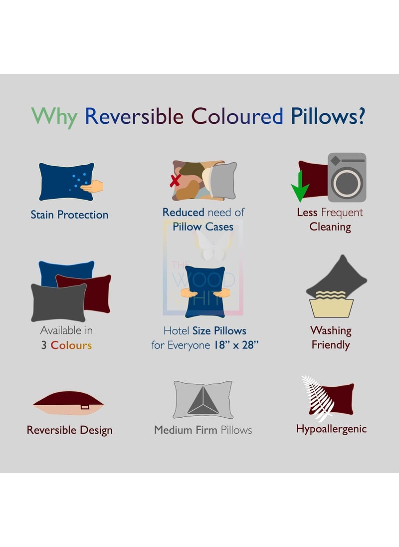 THE WOOD WHITE Microfiber Soft Reversible Coloured Pillows Set of 2 Sleep Well in Blue Cream 18 x 28 Inches for Sleeping