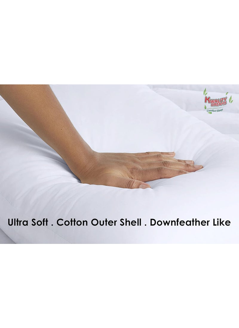 Ultra Virgin CONJUGATED Fiber 2 Bed Pillow Queen Size 17inch27inch White and 2 Lilly Pillows Set 16inch24inch White Sattin and Pack of 5 Cushion Free