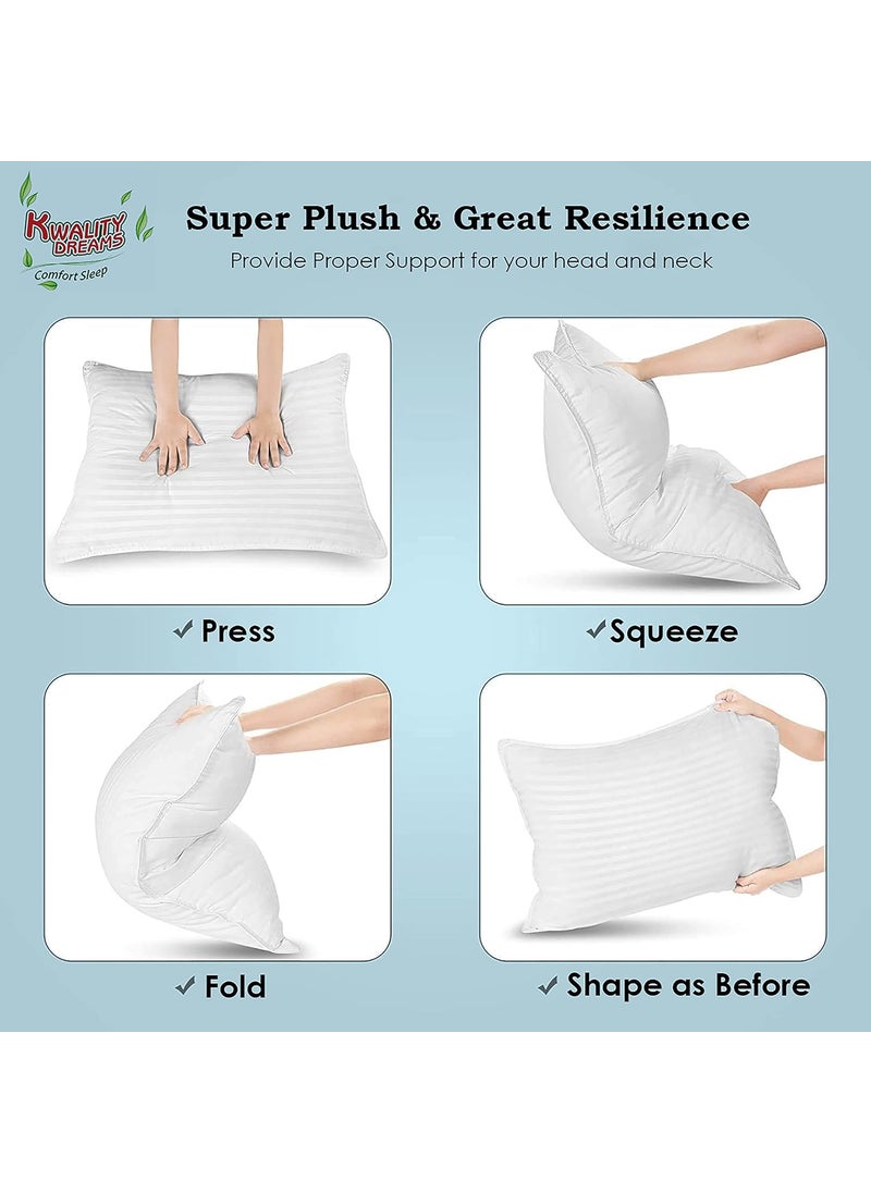 Ultra Virgin CONJUGATED Fiber 2 Bed Pillow Queen Size 17inch27inch White and 2 Lilly Pillows Set 16inch24inch White Sattin and Pack of 5 Cushion Free