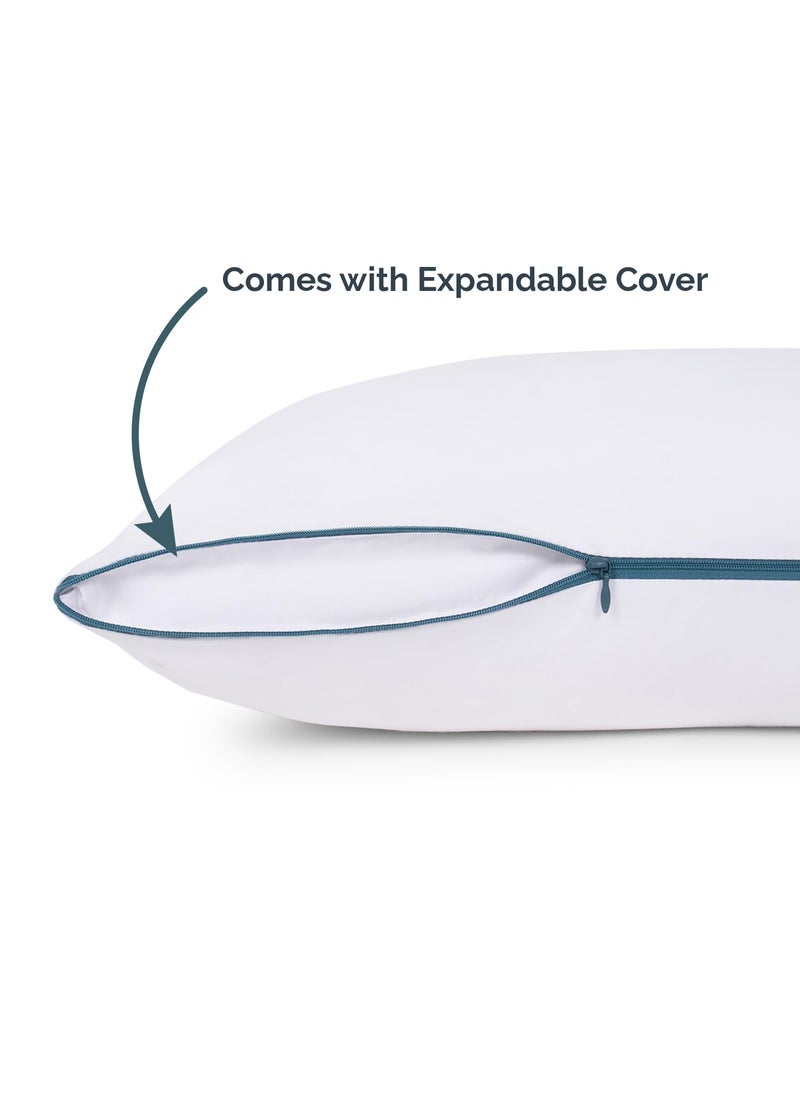 UrbanBed Fiber Pillow with Premium Hypoallergenic Support 1Year Manufacturer Warranty Washable Removable White Cover Pack of 2