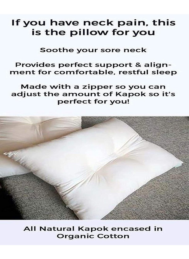 VG MATTRESSOrganic Silk CottonSemalIlavam PanjuKapok Natural Orthopedic Contouring Sleeping Pillow20 X 25 inches Standard Size White Pack of 2 Pillows