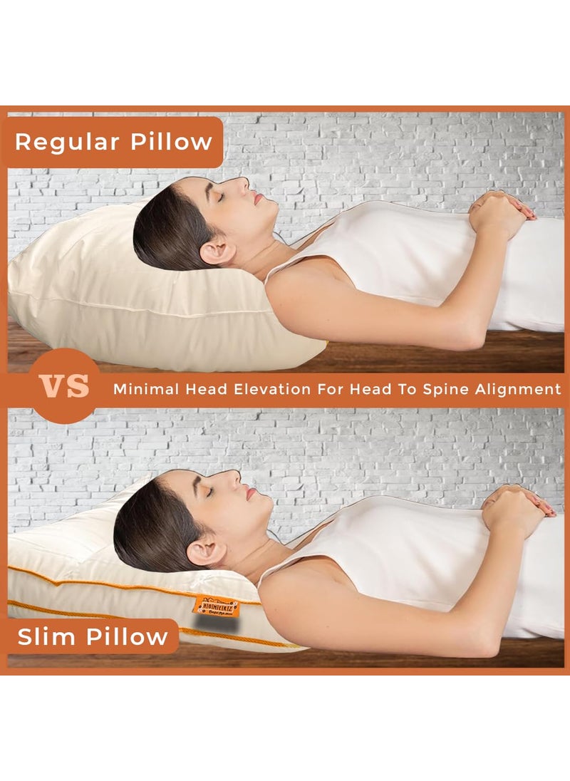 Homerz Thin Stomach Sleeper Bed Pillows for Sleeping 25 Inch Thin Slim Flat Pillow for Stomach and Back Sleepers Extra Low Profile Pillow Machine Washable17x27 Set of 2 Slim
