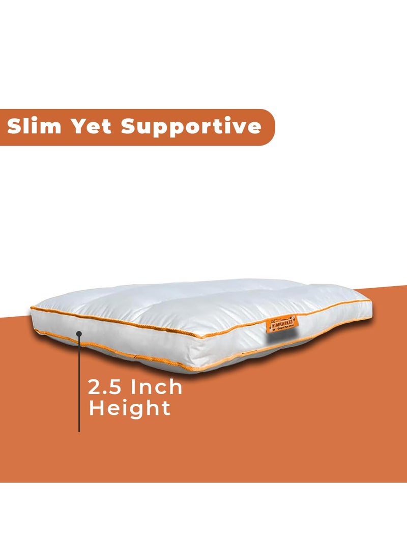 Homerz Thin Stomach Sleeper Bed Pillows for Sleeping 25 Inch Thin Slim Flat Pillow for Stomach and Back Sleepers Extra Low Profile Pillow Machine Washable17x27 Set of 2 Slim