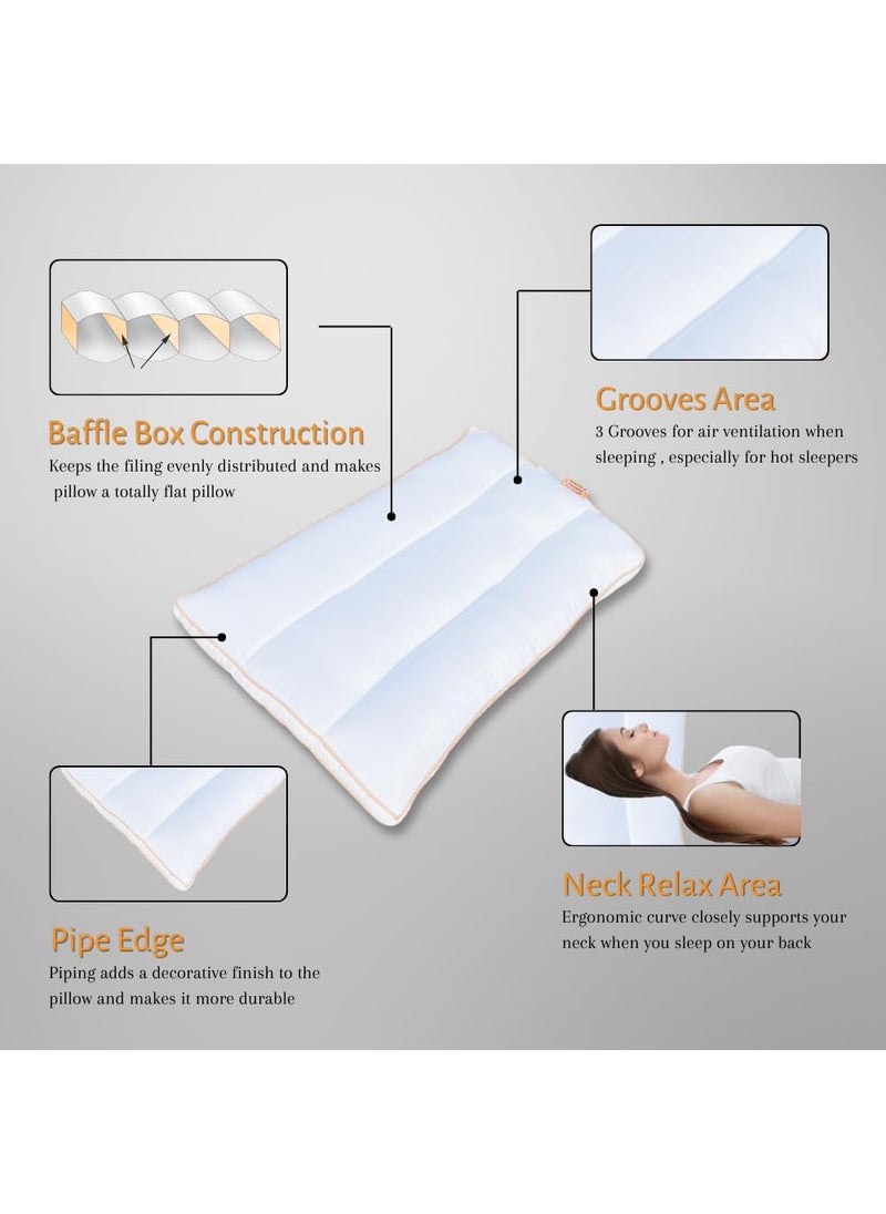 Homerz Thin Stomach Sleeper Bed Pillows for Sleeping 25 Inch Thin Slim Flat Pillow for Stomach and Back Sleepers Extra Low Profile Pillow Machine Washable17x27 Set of 2 Slim