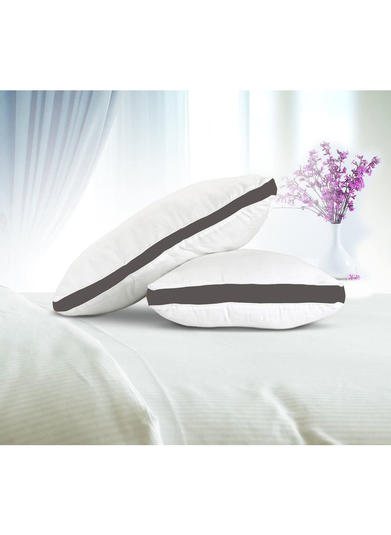 CRAZY WORLD Microfiber Bed Pillow for Sleeping Down Alternative Ultrasoft Cotton Washable Pillow with Satin Gusset Pack of 2 Grey