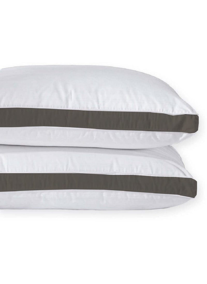 CRAZY WORLD Microfiber Bed Pillow for Sleeping Down Alternative Ultrasoft Cotton Washable Pillow with Satin Gusset Pack of 2 Grey