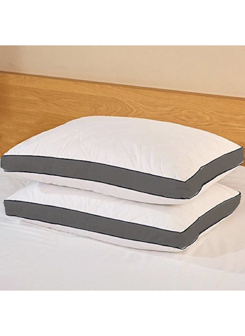 CRAZY WORLD Microfiber Bed Pillow for Sleeping Down Alternative Ultrasoft Cotton Washable Pillow with Satin Gusset Pack of 2 Grey