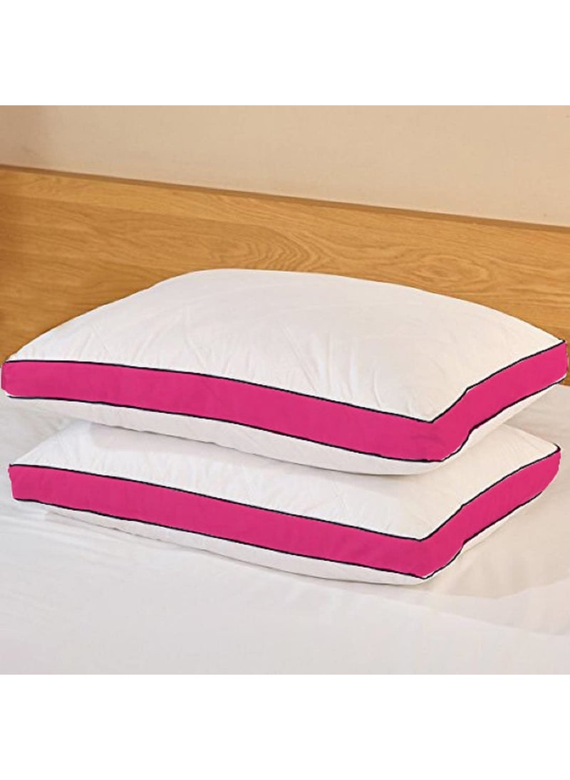 CRAZY WORLD Microfiber Bed Pillow for Sleeping Down Alternative Ultrasoft Cotton Washable Pillow with Satin Gusset Pack of 2 Rani Pink