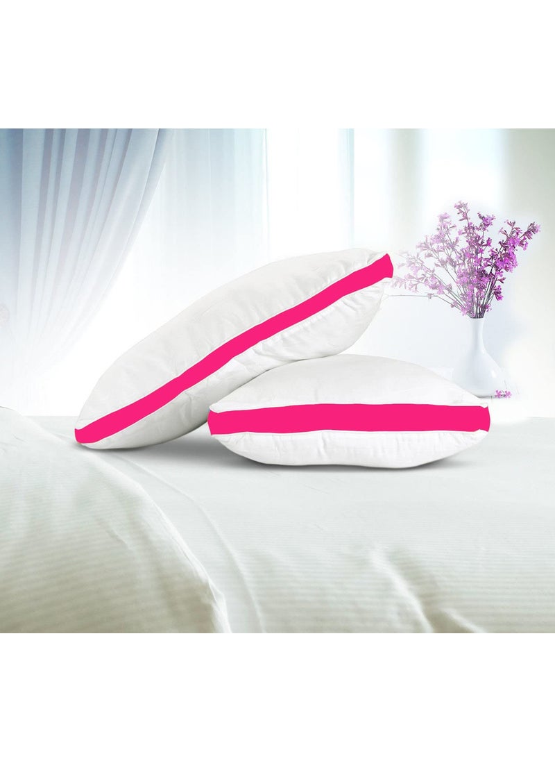 CRAZY WORLD Microfiber Bed Pillow for Sleeping Down Alternative Ultrasoft Cotton Washable Pillow with Satin Gusset Pack of 2 Rani Pink