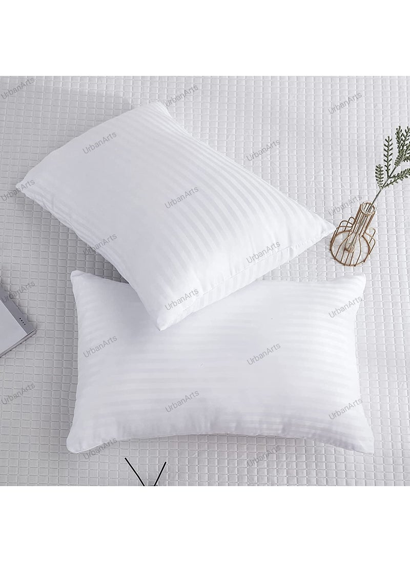 HFI UrbanArts Stripes Premium Pillows Pack of 4 Pcs 17 x 27 Inches White Conjugated Virgin Fiber Filling Bed Pillow for Sleeping Neck Pain Relief Suitable for Back Side Stomach Sleeper