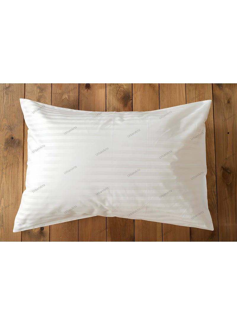 HFI UrbanArts Stripes Premium Pillows Pack of 4 Pcs 17 x 27 Inches White Conjugated Virgin Fiber Filling Bed Pillow for Sleeping Neck Pain Relief Suitable for Back Side Stomach Sleeper