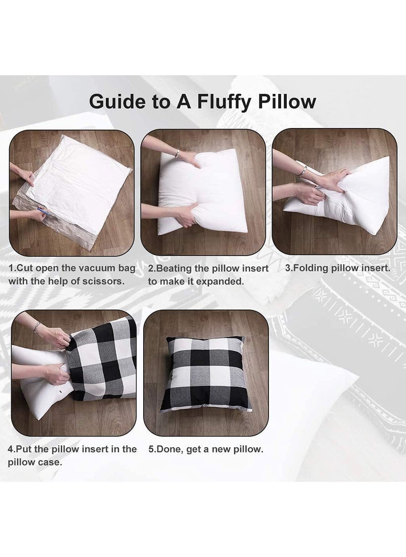HFI UrbanArts Stripes Premium Pillows Pack of 4 Pcs 17 x 27 Inches White Conjugated Virgin Fiber Filling Bed Pillow for Sleeping Neck Pain Relief Suitable for Back Side Stomach Sleeper