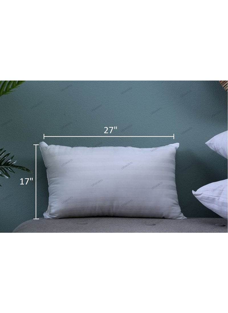 HFI UrbanArts Stripes Premium Pillows Pack of 4 Pcs 17 x 27 Inches White Conjugated Virgin Fiber Filling Bed Pillow for Sleeping Neck Pain Relief Suitable for Back Side Stomach Sleeper