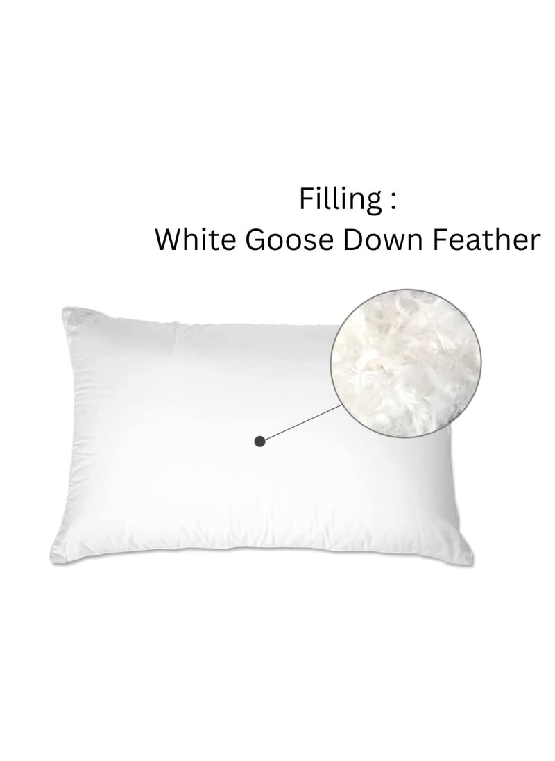 1 Pack Premium White Goose Down Feather Pillows for Back and Side Sleepers 500 TC 100 Cotton Fabric with Pillow Cover Size 20x30 inch