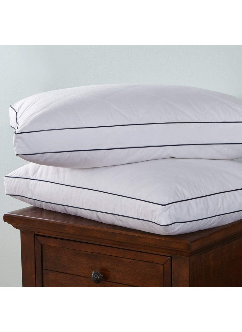 CRAZY WORLD Microfiber Bed Pillow for Sleeping Down Alternative Ultrasoft Cotton Washable Pillow with Plain Gusset Pack of 2 White