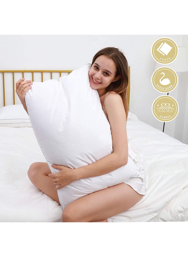 CRAZY WORLD Microfiber Bed Pillow for Sleeping Down Alternative Ultrasoft Cotton Washable Pillow with Plain Gusset Pack of 2 White