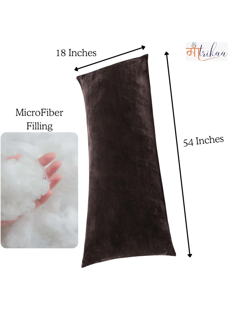 Maatrikaa Full Body Pillow Long Sleeping 54 x 18 Inches Velvet Pillow with Removable Cover for Side Sleeping Hugging Cuddling Relaxing Pregnancy Comfort