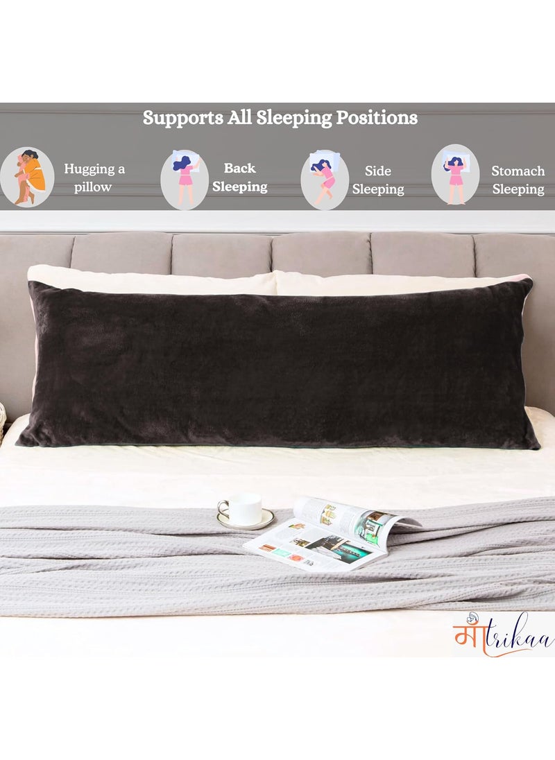 Maatrikaa Full Body Pillow Long Sleeping 54 x 18 Inches Velvet Pillow with Removable Cover for Side Sleeping Hugging Cuddling Relaxing Pregnancy Comfort