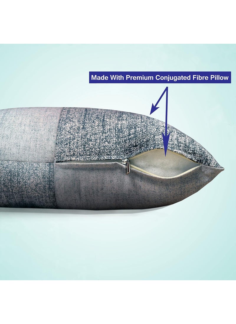 DEEP REST Height Adjustable Conjugate Fiber Pillow Set of 2 with Zip Gray 17 x 27 Inches 3 Months Warranty