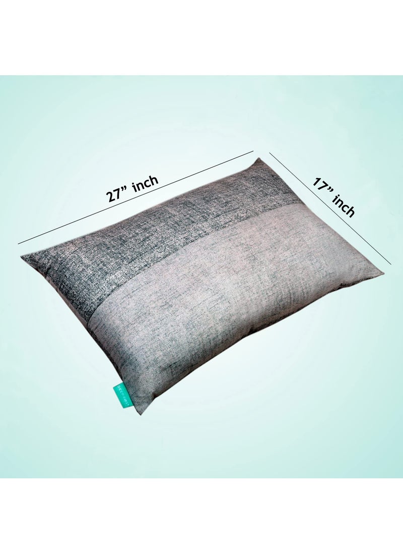 DEEP REST Height Adjustable Conjugate Fiber Pillow Set of 2 with Zip Gray 17 x 27 Inches 3 Months Warranty