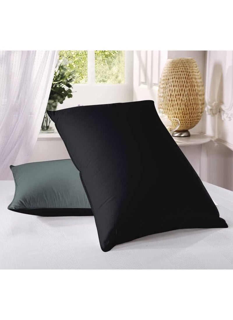 Jaipur Linen Microfiber Pillow Set of 2 for Sleeping 17 Inch X 27 Inch Grey Black