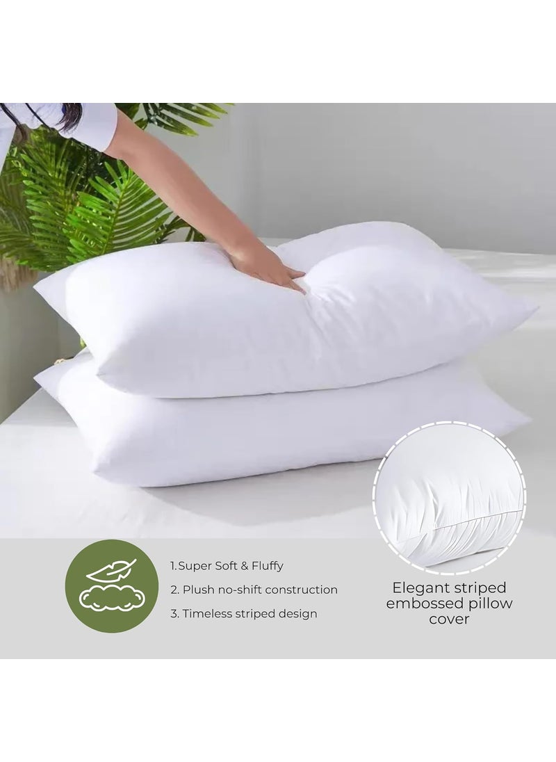 Pro Linen Super Soft Cotton with Microfiber Filled Pillow White Size 45 X 70 Cms Queen Pack of 2