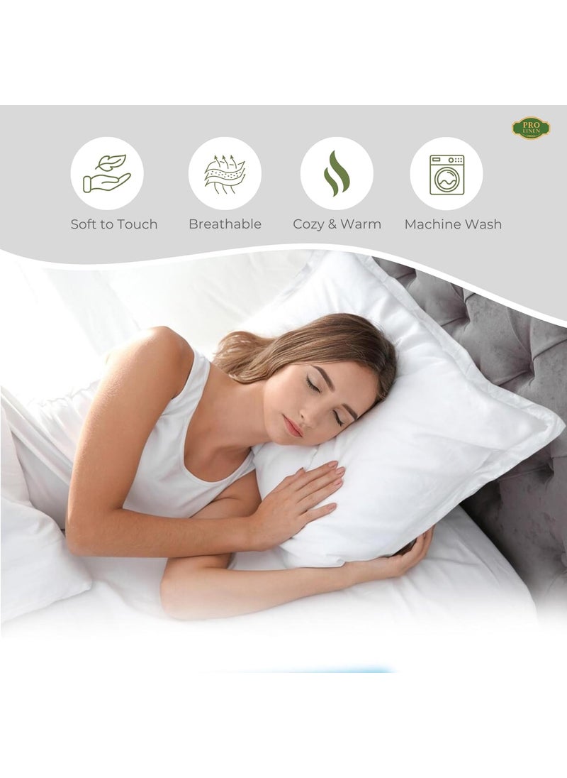 Pro Linen Super Soft Cotton with Microfiber Filled Pillow White Size 45 X 70 Cms Queen Pack of 2