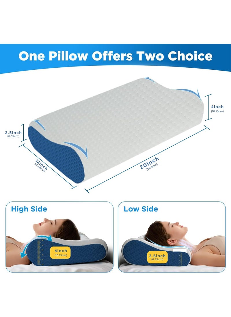 Homerz Premium Pack of 2 Orthopedic Cool Gel Infused Memory Foam Contour Pillow for Neck and Shoulder Pain Dual Height