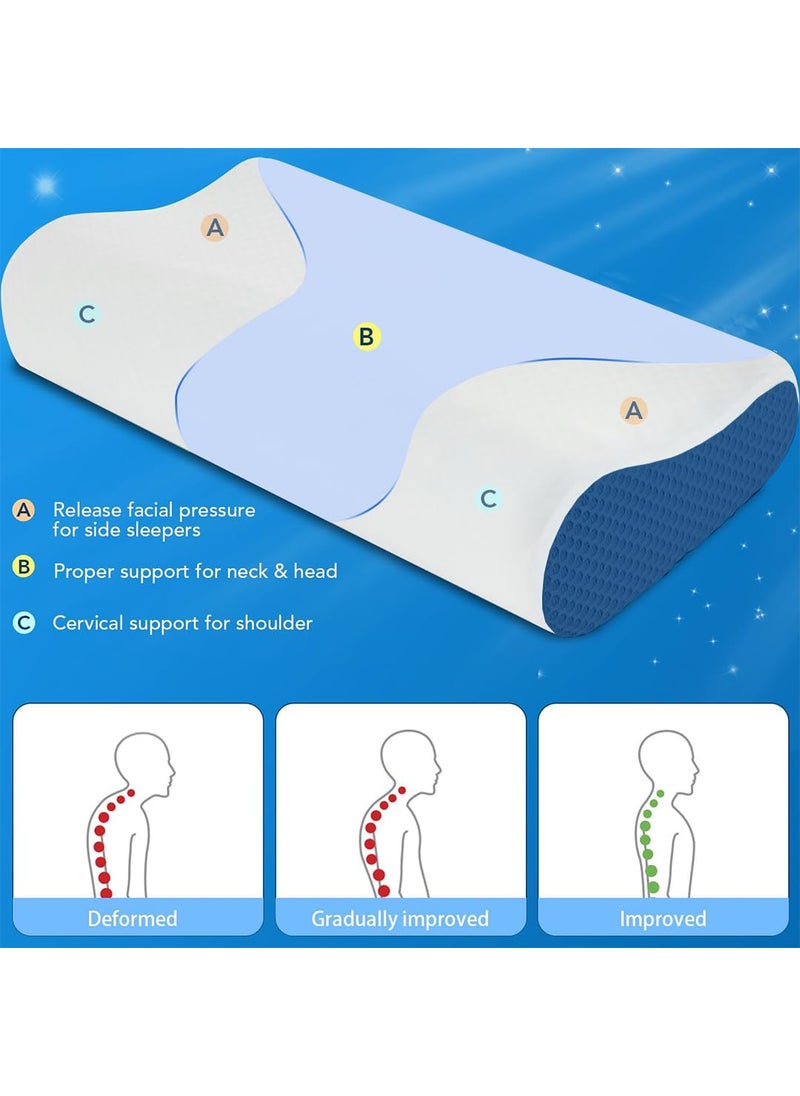 Homerz Premium Pack of 2 Orthopedic Cool Gel Infused Memory Foam Contour Pillow for Neck and Shoulder Pain Dual Height