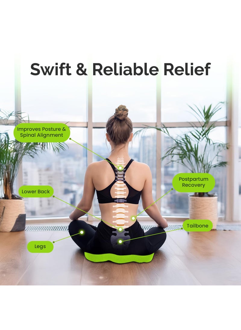 Sleepsia Premium Orthopedic UShaped Coccyx Seat CushionPillow with Memory Foam for Sciatica Tailbone and Back Pain Relief BlackGreen