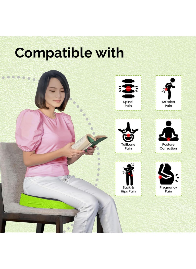 Sleepsia Premium Orthopedic UShaped Coccyx Seat CushionPillow with Memory Foam for Sciatica Tailbone and Back Pain Relief BlackGreen