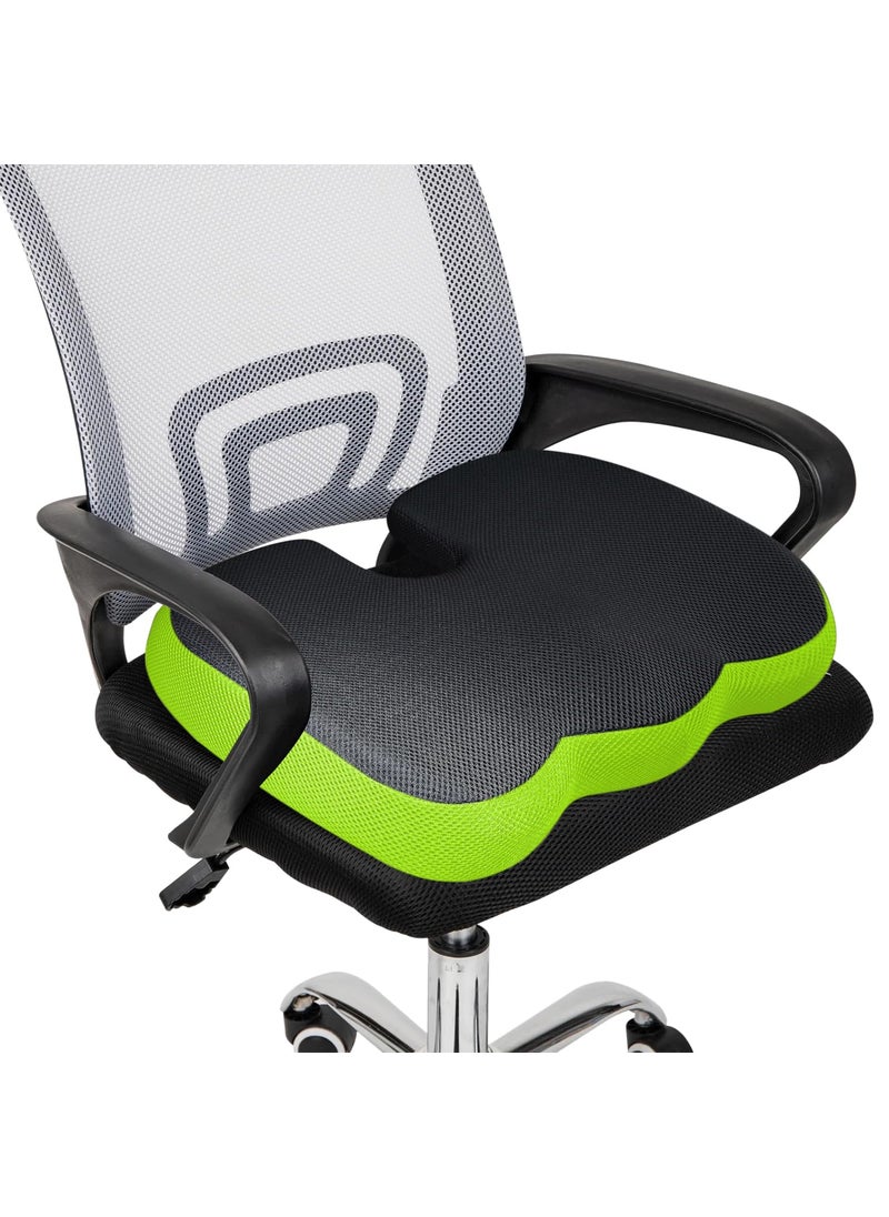 Sleepsia Premium Orthopedic UShaped Coccyx Seat CushionPillow with Memory Foam for Sciatica Tailbone and Back Pain Relief BlackGreen