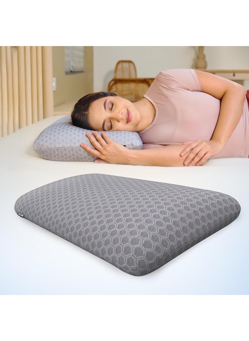 CareFoam Ventilated Cooling Gel Memory Foam Pillow Orthopedic Pillow for Sleeping Neck Pain Relief with Premium Removable Zipper Cover 22x14x5 Inch Medium Pack of 1 Grey Jacquard Cover