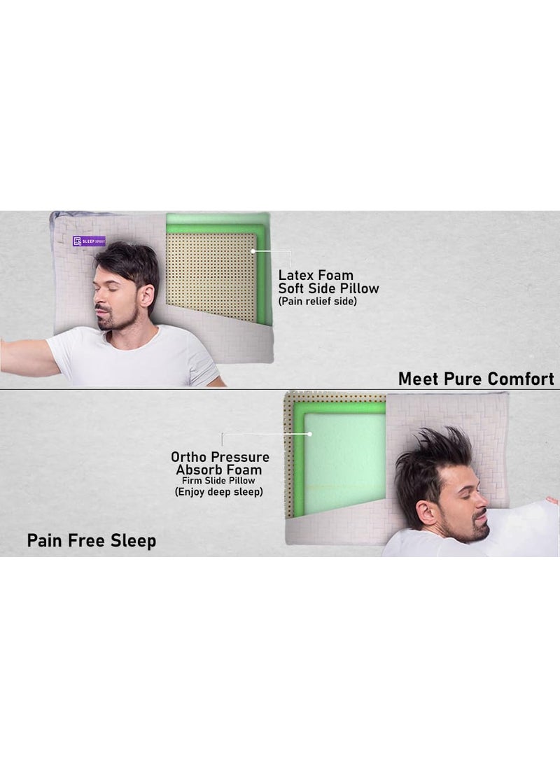 SLEEP XPERT Adaptex Pro 3 Layer Adjustable Memotex Orthopedic Pillow Natural Latex Memory Foam Pillow Free Viscose Cotton Zipper Cover 3 Years Replacement Warranty 25x17x5 Inch Pack of 4