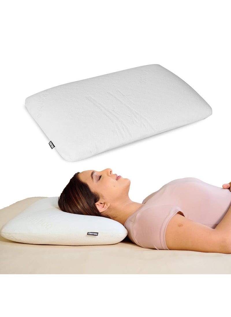 CareFoam Orthopedic Memory Foam Pillow for Comfortable Sleep Neck Shoulder Pain Relief with Removable Zipper Bamboo Cover 24 x 16 x 4 Inch Pack of 1