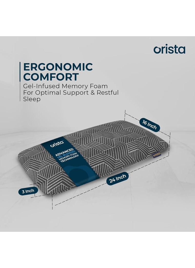 Orista Advance Gel Blended Memory Foam Sleep Enhancer Pillow 2 Year Warranty Cushions Neck Shoulder Pain Relief Orthopedic Pillow Back Side Stomach Sleepers 24 x 16 x 3 Inch Set of 1