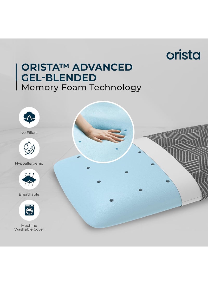 Orista Advance Gel Blended Memory Foam Sleep Enhancer Pillow 2 Year Warranty Cushions Neck Shoulder Pain Relief Orthopedic Pillow Back Side Stomach Sleepers 24 x 16 x 3 Inch Set of 1