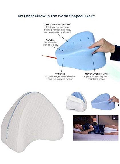 TORIOX Memory Foam Leg Pillow for Back Hip Leg Knee Support Contour Legacy Leg Positioner Cushion White pack of 1