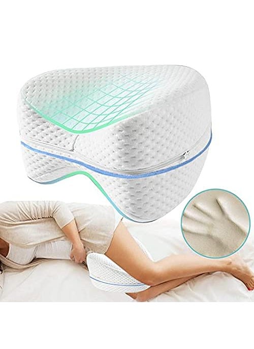 AIDROM MART Knee Pillow for Side Sleep It Designed for Back PainSciatic Nerve Pain ReliefLeg Pain Pregnancy Hip and Joint Pain Memory Foam Leg Pillow
