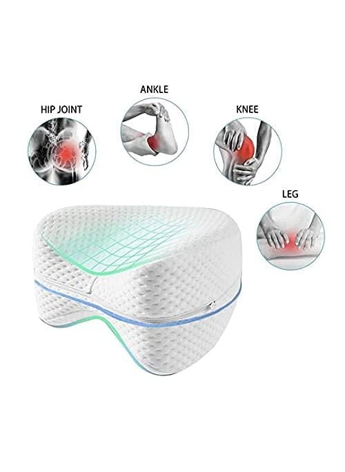 dealzone Memory Foam Sleeping Cotton Leg Pillow Cushion for Hip Knee Leg and Back Support Pain Relief Cushion Knee Pillow for Side Sleepers and Pregnant Women with Washable Cover Pack of 1