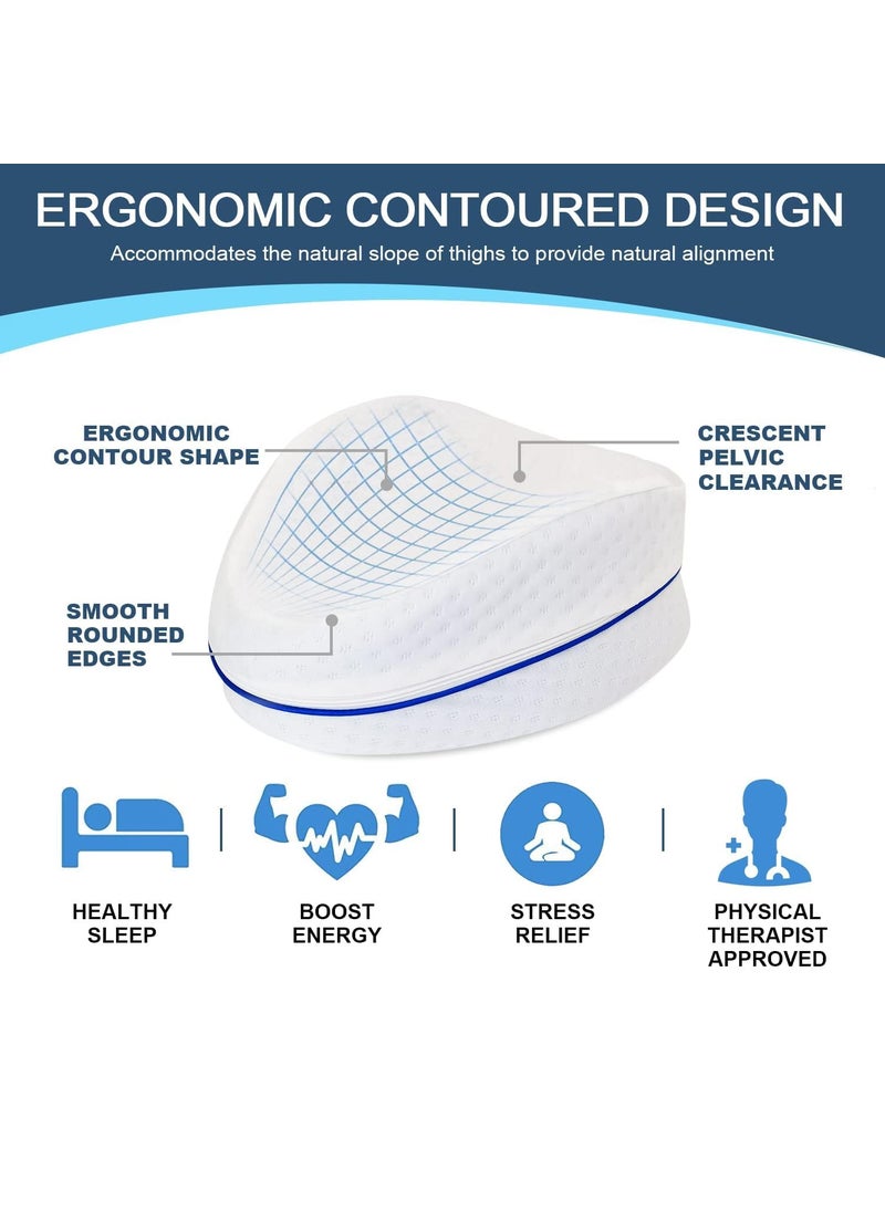 SKYVOKES Memory Foam Sleeping Cotton Leg Pillow Cushion for Hip Knee Leg and Back Support Pain Relief Cushion Knee Pillow for Side Sleepers and Pregnant Women with Washable Cover