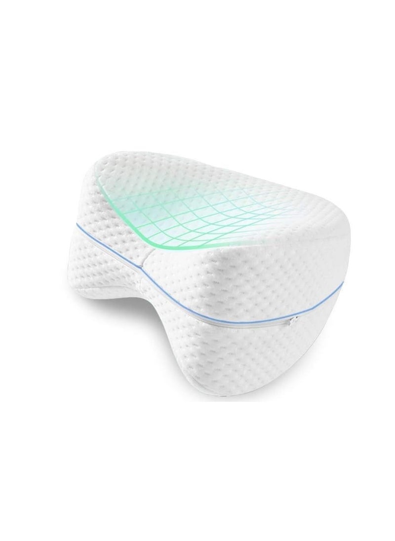 SKYVOKES Memory Foam Sleeping Cotton Leg Pillow Cushion for Hip Knee Leg and Back Support Pain Relief Cushion Knee Pillow for Side Sleepers and Pregnant Women with Washable Cover