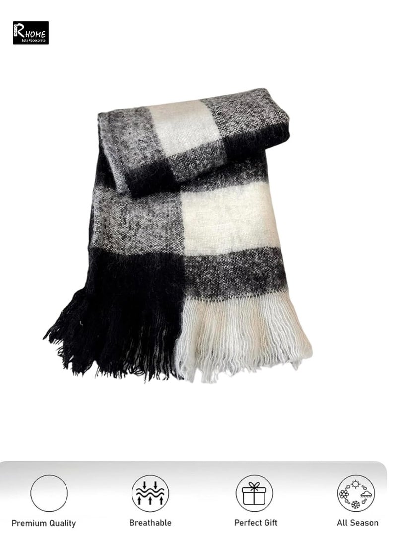 RHOME Acrylic Sofa Throw Throw Blanket for Living Room Sofa Chair Couch Reversible Breathable Throw Throws for Gifting Size 55 X 63 Inch 138 X 158 Cm