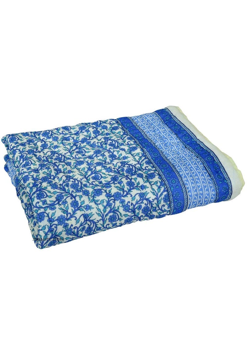THROW KING Rajasthani Jaipuri Pure 100 Cotton Floral Printed Reversible Single Bed Jaipuri RazaiRajaiQuiltBlanketDohar Single Set of 2