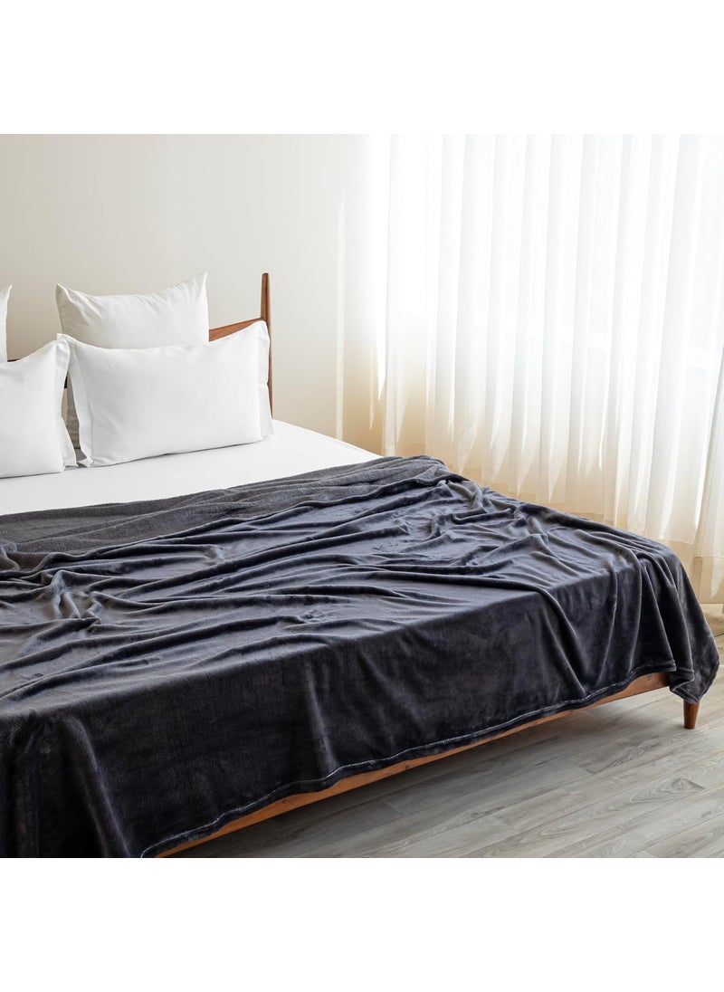 HOMEMONDE Premium Plush Throw Blanket Lightweight Luxurious Soft Flannel Ac Blanket Super Cozy and Comfy for All Seasons Double 228 X 228 Cm Grey 200 TC