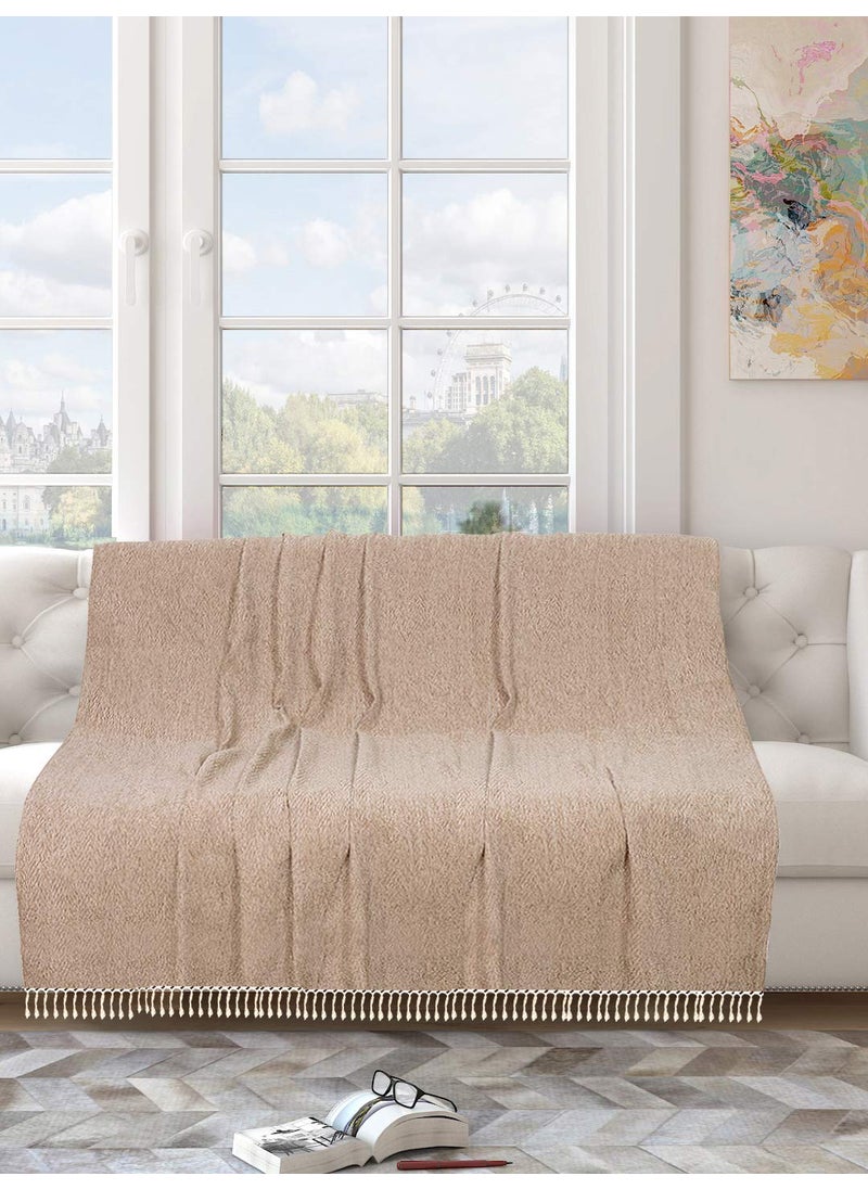 SARAL HOME EASY LIVING Polyester Modern Sofa Throw 140x210 CM Beige