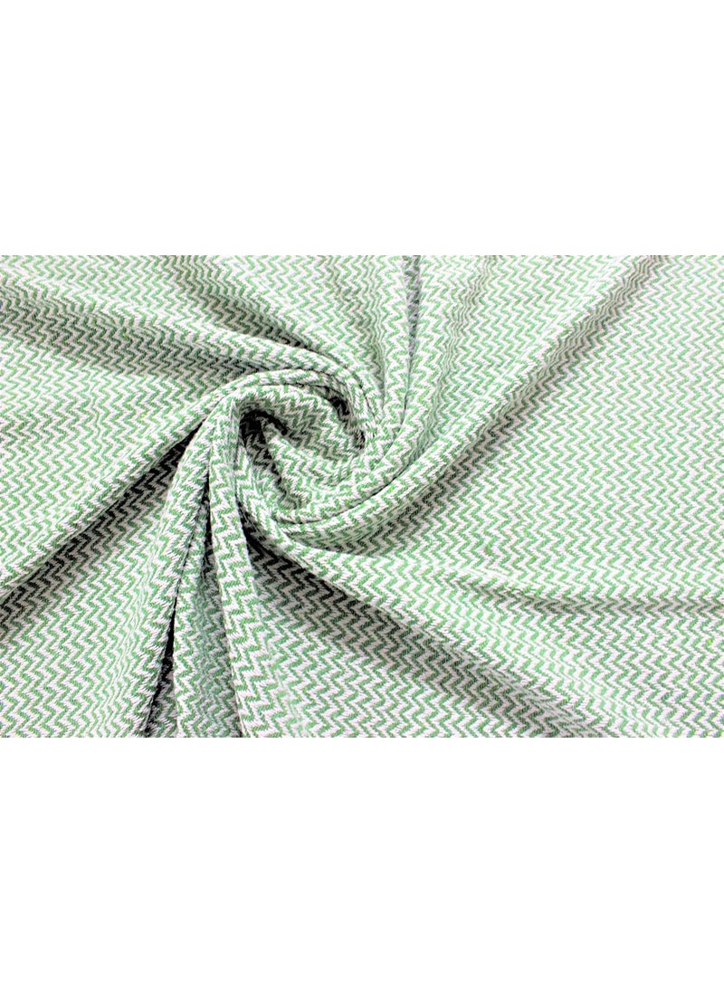 The Furnishers Chevron 78x60 Inch Reversible Cotton Throw Blanket with Tassels Blanket for Living Room Sofa Bed Chair Picnic Used for Gift Green Narrow Chevron Size 200x150 Cm