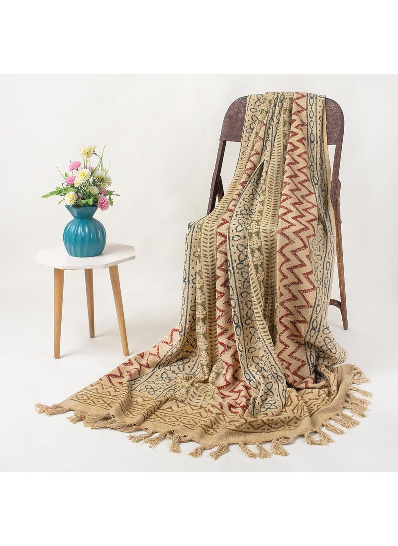 DMAASA Pure Handmade Cotton Hand Woven Sofa Throw 50X70 Inch Soft Throw for Living Room Bed Couch and Chair