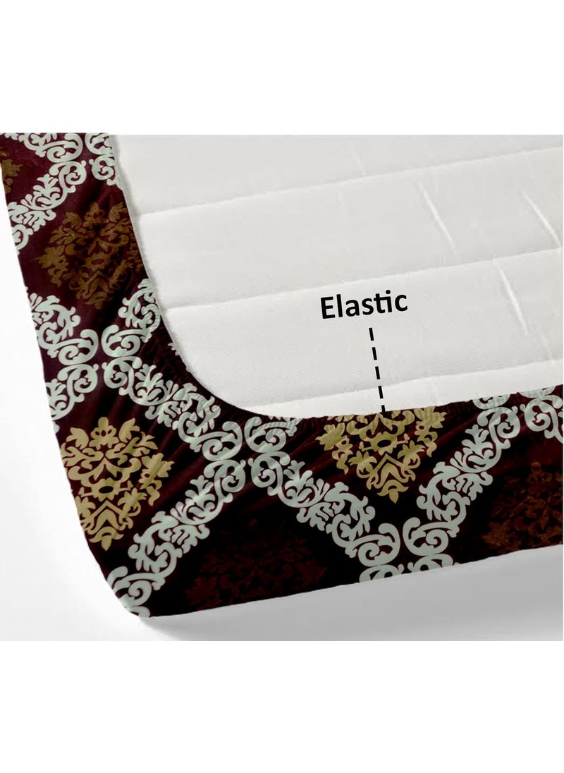 Temoli Flannel Elastic Fitted Warm bedsheets for Winter Single Bed Winter bedsheets for Single Bed 60X90 Inch Fit Upto 8 Inches of Mattress Fitted Single Bedsheet Hexa Maroon